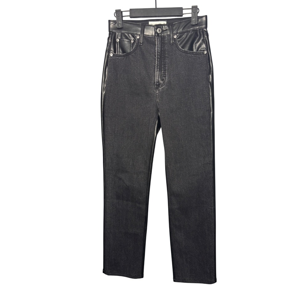 Abercrombie & Fitch Jeans 26 Black Faux Leather Denim Ultra Rise Straight